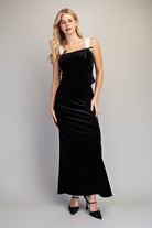 ee:some Black Velvet Maxi Skirt Elegant Evening Wear-Bottoms-ee:some-Deja Nu Boutique, Women's Fashion Boutique in Lampasas, Texas