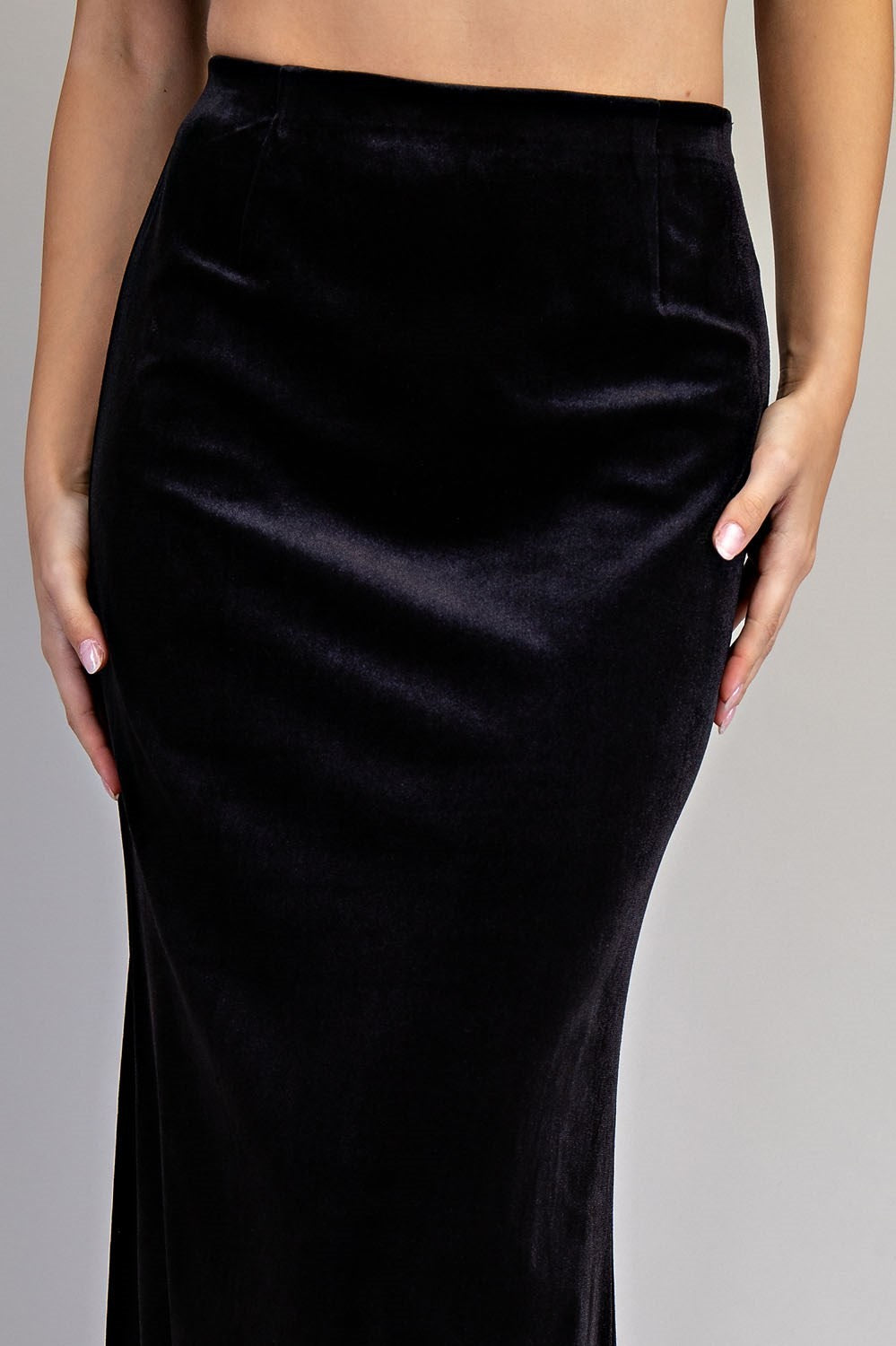 ee:some Black Velvet Maxi Skirt Elegant Evening Wear-Bottoms-ee:some-Deja Nu Boutique, Women's Fashion Boutique in Lampasas, Texas