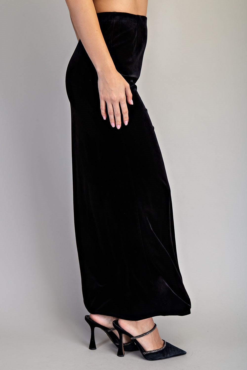 ee:some Black Velvet Maxi Skirt Elegant Evening Wear-Bottoms-ee:some-Deja Nu Boutique, Women's Fashion Boutique in Lampasas, Texas