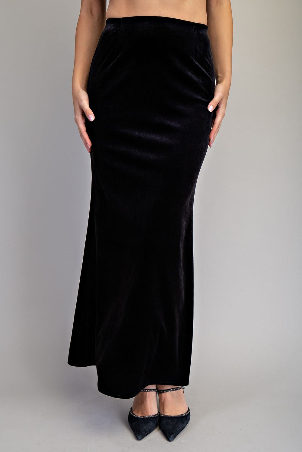 ee:some Black Velvet Maxi Skirt Elegant Evening Wear-Bottoms-ee:some-Deja Nu Boutique, Women's Fashion Boutique in Lampasas, Texas