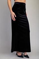 ee:some Black Velvet Maxi Skirt Elegant Evening Wear-Bottoms-ee:some-Deja Nu Boutique, Women's Fashion Boutique in Lampasas, Texas