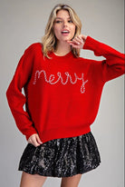 ee:some Candy Cane Crush "Merry" Sweater-Sweaters-ee:some-Deja Nu Boutique, Women's Fashion Boutique in Lampasas, Texas