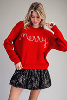 ee:some Candy Cane Crush "Merry" Sweater-Sweaters-ee:some-Deja Nu Boutique, Women's Fashion Boutique in Lampasas, Texas