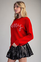 ee:some Candy Cane Crush "Merry" Sweater-Sweaters-ee:some-Deja Nu Boutique, Women's Fashion Boutique in Lampasas, Texas