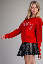 ee:some Candy Cane Crush "Merry" Sweater-Sweaters-ee:some-Deja Nu Boutique, Women's Fashion Boutique in Lampasas, Texas