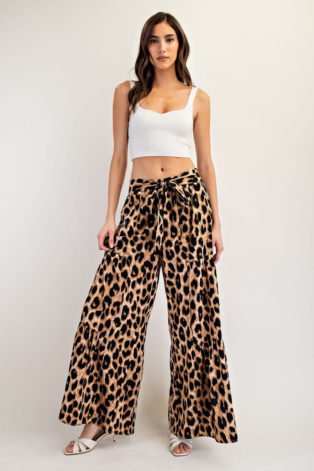 ee:some Leopard Tiered Wide Leg Pants-Bottoms-ee:some-Deja Nu Boutique, Women's Fashion Boutique in Lampasas, Texas
