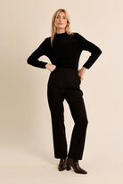 Elan Black Rhinestone Mock Neck Sweater-Sweaters-Molly Bracken-Deja Nu Boutique, Women's Fashion Boutique in Lampasas, Texas