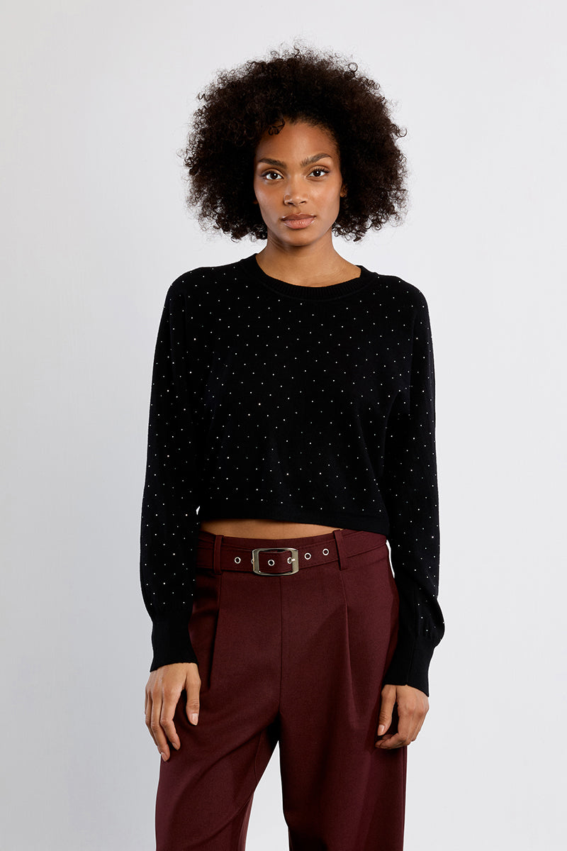 Elan Black Studded Knit Sweater-Sweaters-Molly Bracken-Deja Nu Boutique, Women's Fashion Boutique in Lampasas, Texas