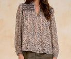 ELAN Brown Lia Boho Peasant Blouse-shirts-elan-Deja Nu Boutique, Women's Fashion Boutique in Lampasas, Texas