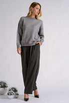 Elan Carrie Studded Sweater in Grey-Sweaters-elan-Deja Nu Boutique, Women's Fashion Boutique in Lampasas, Texas