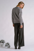 Elan Carrie Studded Sweater in Grey-Sweaters-elan-Deja Nu Boutique, Women's Fashion Boutique in Lampasas, Texas