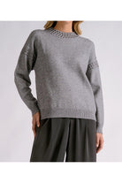 Elan Carrie Studded Sweater in Grey-Sweaters-elan-Deja Nu Boutique, Women's Fashion Boutique in Lampasas, Texas