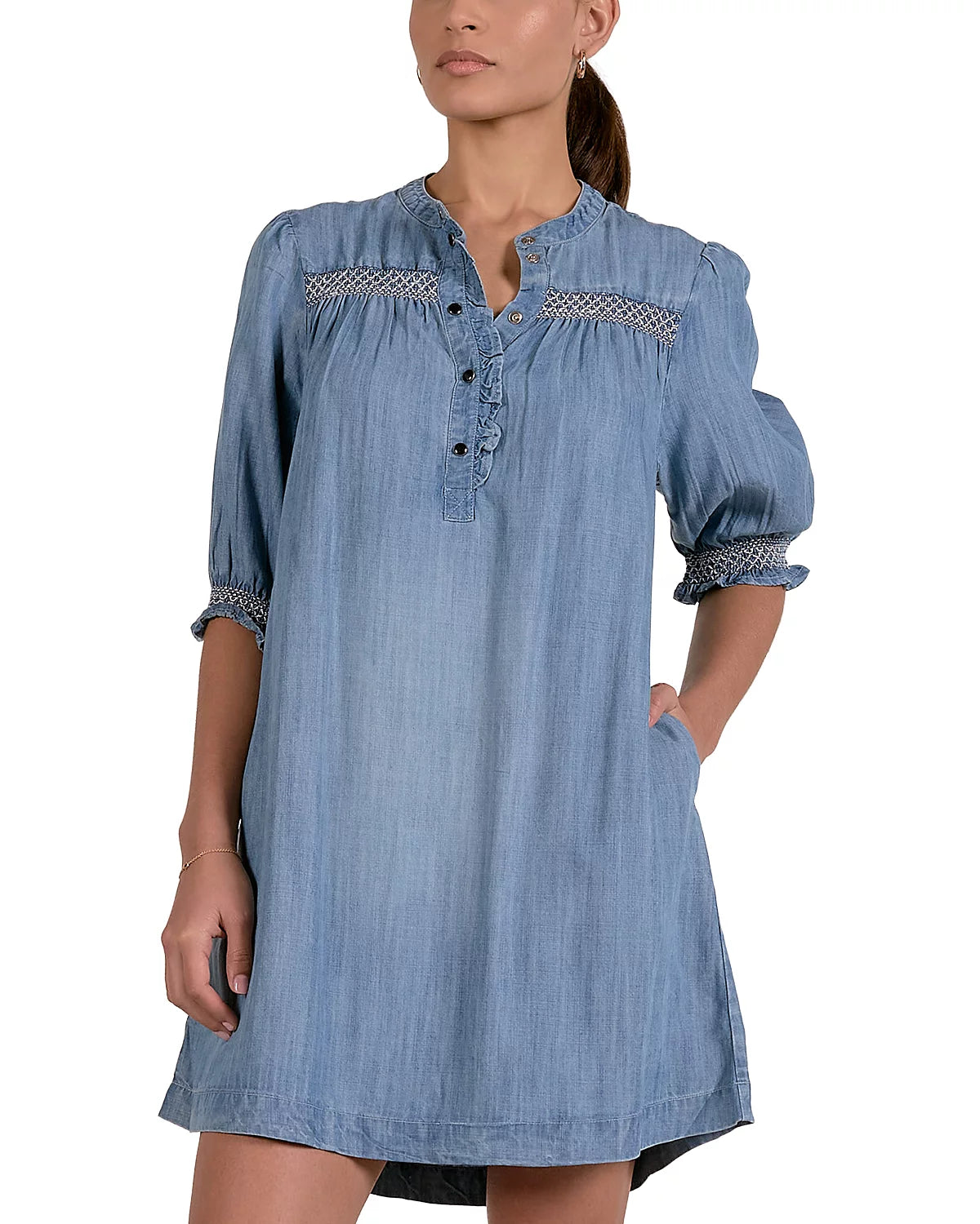 Elan Denim Elbow Sleeve Shift Dress-mini dress-Elan-Deja Nu Boutique, Women's Fashion Boutique in Lampasas, Texas