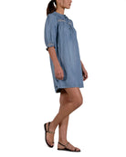Elan Denim Elbow Sleeve Shift Dress-mini dress-Elan-Deja Nu Boutique, Women's Fashion Boutique in Lampasas, Texas