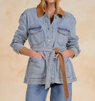 ELAN Jericho Denim Jacket with Faux Suede Accents-Outerwear-Elan-Deja Nu Boutique, Women's Fashion Boutique in Lampasas, Texas