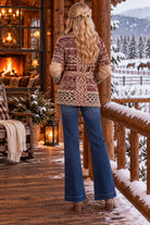 Elan Print Tie-Waist Cardigan in Natural Burgundy-Cardigans & Kimonos-elan-Deja Nu Boutique, Women's Fashion Boutique in Lampasas, Texas