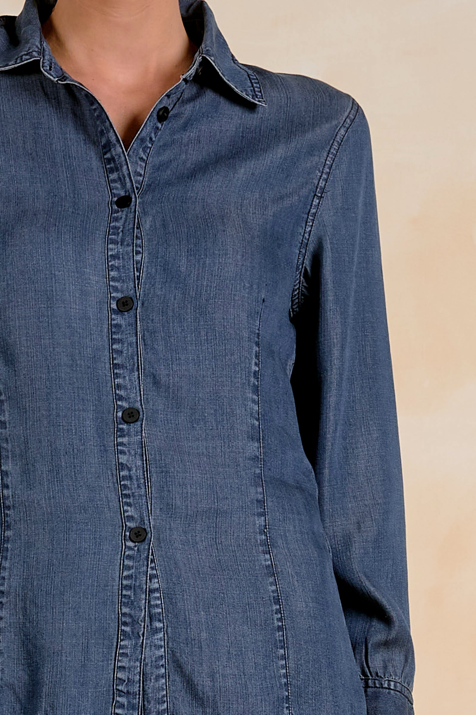 ELAN Navy Wash Long Sleeve Button Down Shirt-shirts-Elan-Deja Nu Boutique, Women's Fashion Boutique in Lampasas, Texas