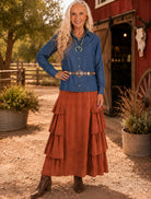 ELAN Navy Wash Long Sleeve Button Down Shirt-shirts-Elan-Deja Nu Boutique, Women's Fashion Boutique in Lampasas, Texas