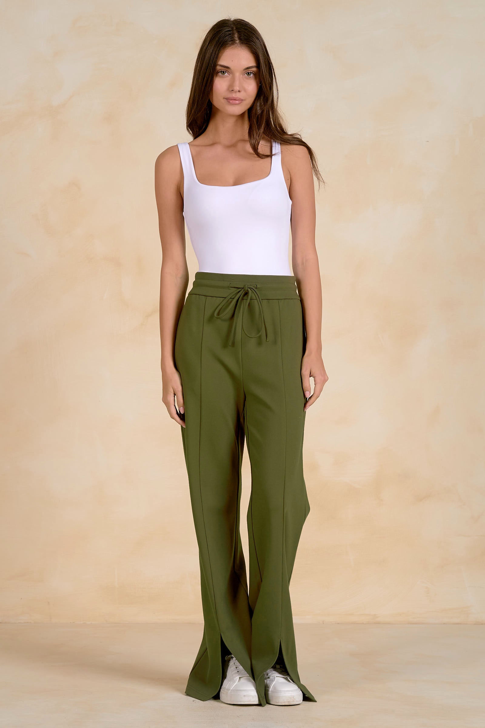 Elan Olive Drawstring Open Bottom Pants-Pants-elan-Deja Nu Boutique, Women's Fashion Boutique in Lampasas, Texas