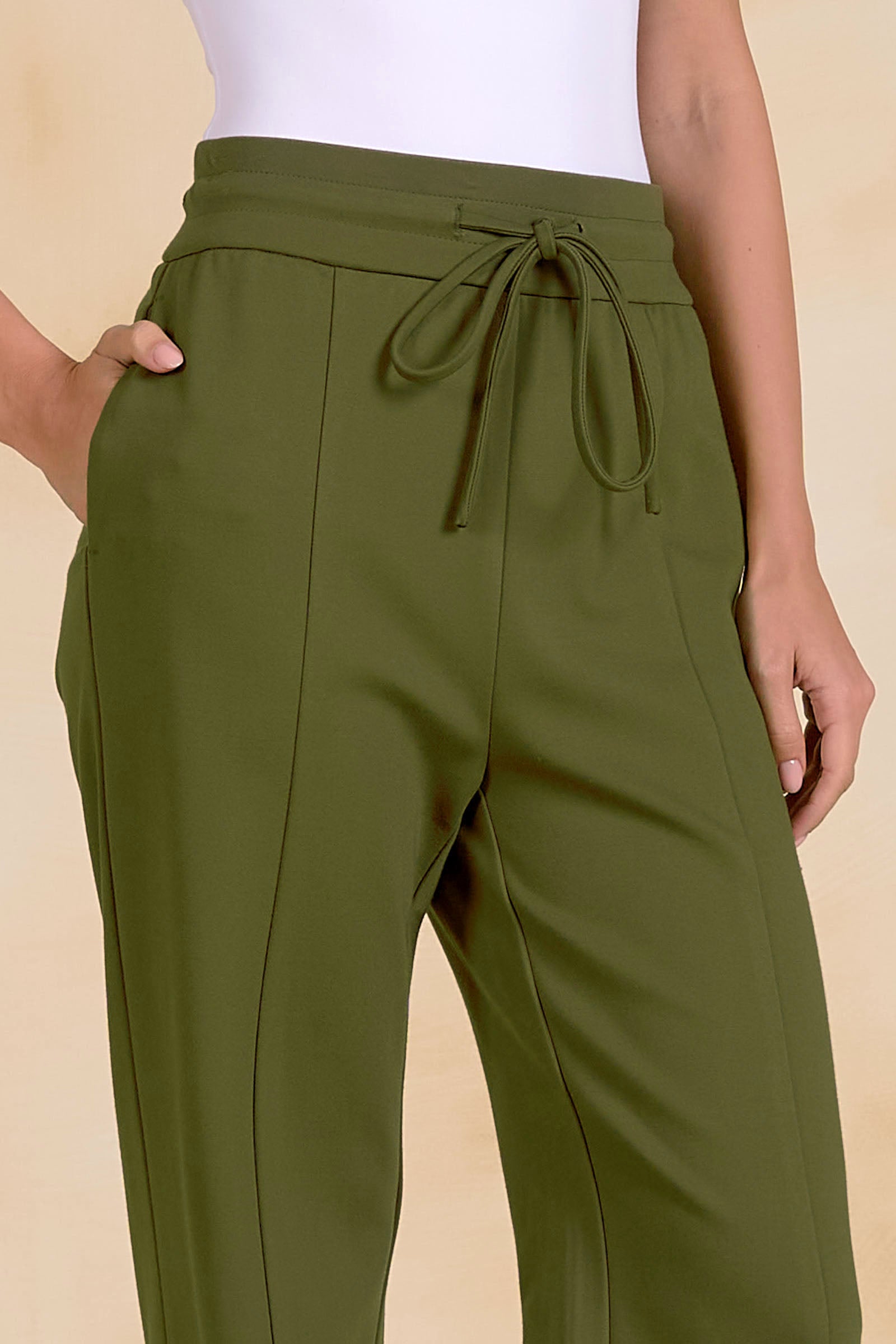 Elan Olive Drawstring Open Bottom Pants-Pants-elan-Deja Nu Boutique, Women's Fashion Boutique in Lampasas, Texas