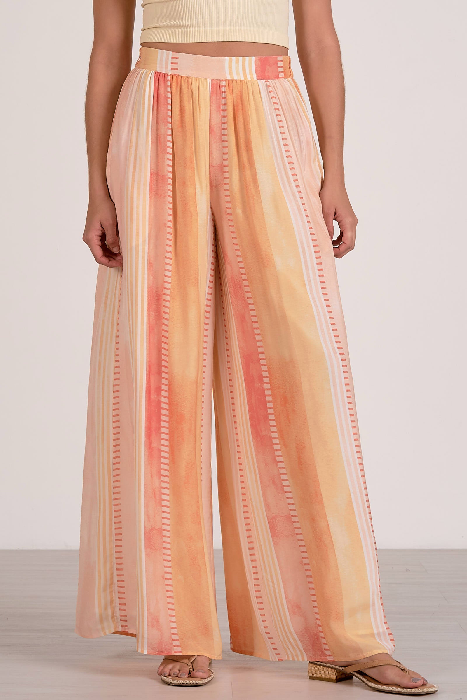 Elan Printed Wide Leg Pants – Red Multi-Pants-Elan-Deja Nu Boutique, Women's Fashion Boutique in Lampasas, Texas