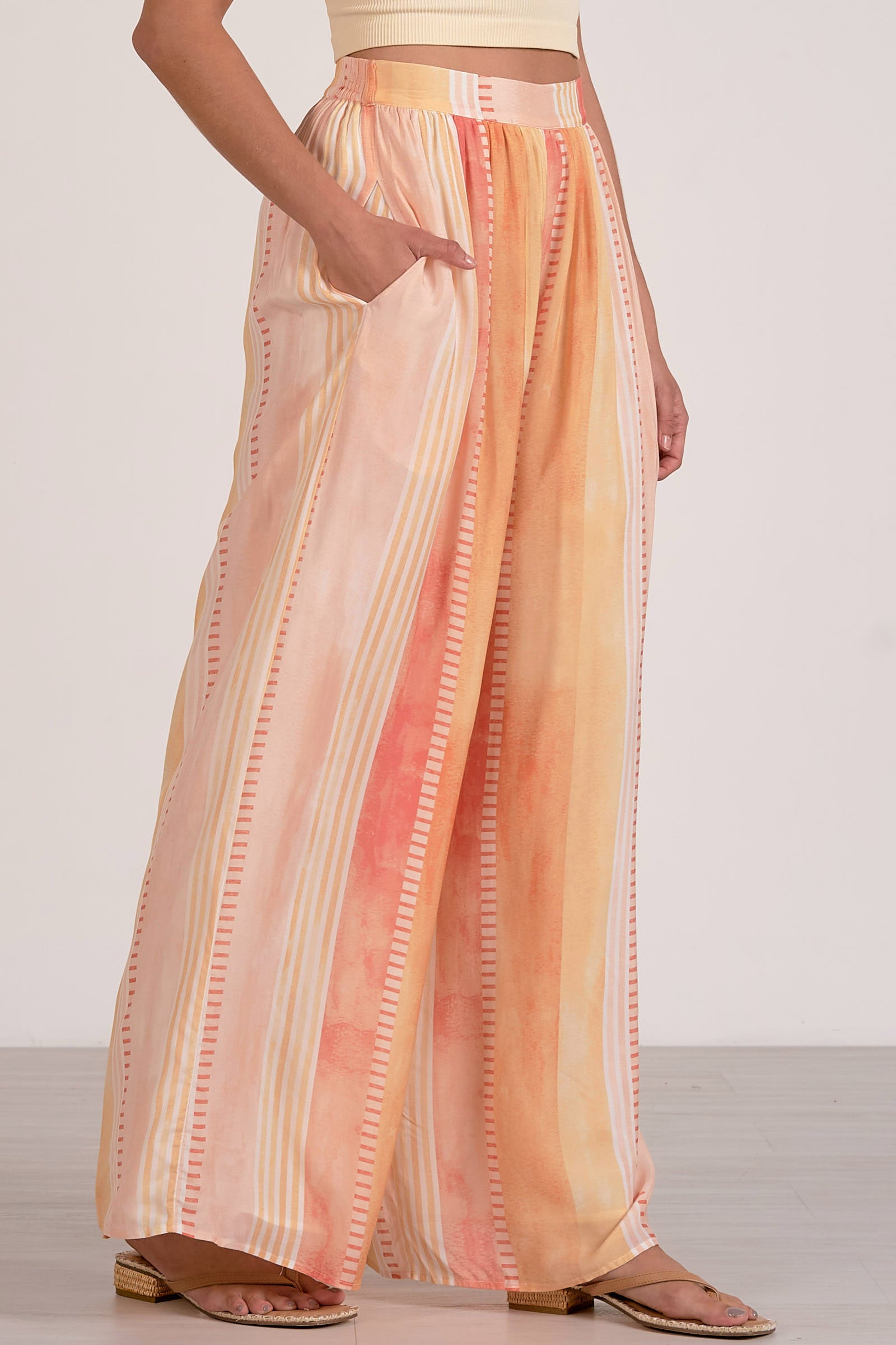 Elan Printed Wide Leg Pants – Red Multi-Pants-Elan-Deja Nu Boutique, Women's Fashion Boutique in Lampasas, Texas