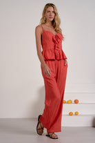 Elan Ruffle Front Cami Top – Red-Camis/Tanks-Elan-Deja Nu Boutique, Women's Fashion Boutique in Lampasas, Texas