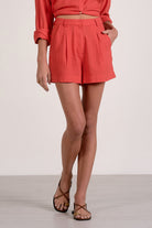 Elan Tailored High Rise Shorts – Red-Shorts-Elan-Deja Nu Boutique, Women's Fashion Boutique in Lampasas, Texas
