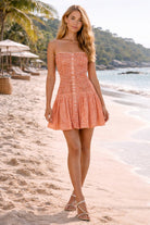 Elan Zina Spaghetti Strap Button Front Dress – Red-mini dress-elan-Deja Nu Boutique, Women's Fashion Boutique in Lampasas, Texas