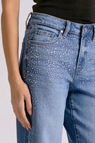 Elan Rhinestone Wide Leg Jeans in Medium Wash-Jeans-elan-Deja Nu Boutique, Women's Fashion Boutique in Lampasas, Texas
