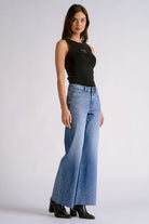 Elan Rhinestone Wide Leg Jeans in Medium Wash-Jeans-elan-Deja Nu Boutique, Women's Fashion Boutique in Lampasas, Texas