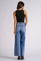 Elan Rhinestone Wide Leg Jeans in Medium Wash-Jeans-elan-Deja Nu Boutique, Women's Fashion Boutique in Lampasas, Texas