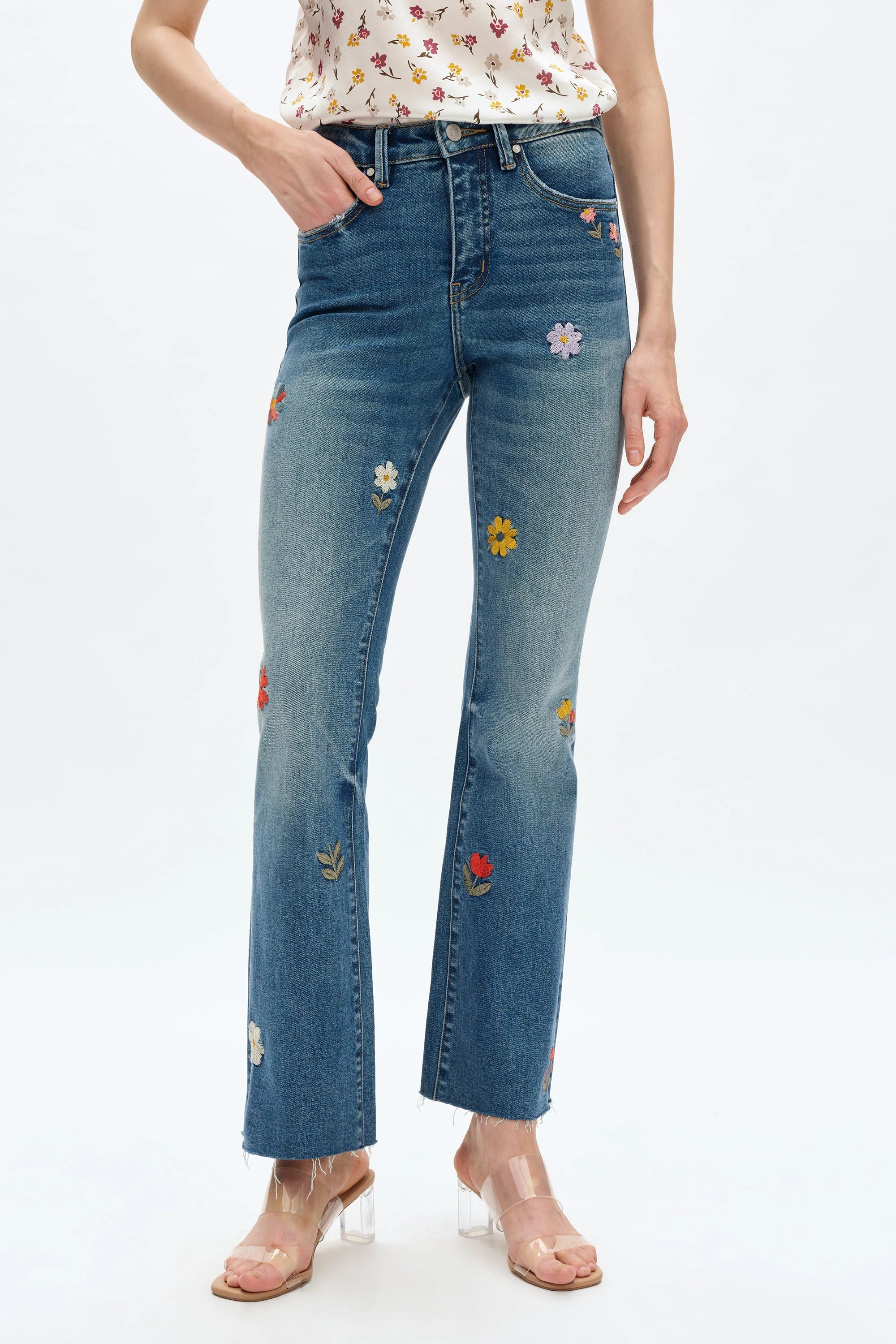 Bayeas Flora Flower Child Mid Rise Embroidered Flare Jeans-Jeans-Bayeas-Deja Nu Boutique, Women's Fashion Boutique in Lampasas, Texas