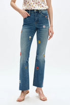 Bayeas Flora Flower Child Mid Rise Embroidered Flare Jeans-Jeans-Bayeas-Deja Nu Boutique, Women's Fashion Boutique in Lampasas, Texas