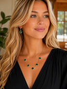 Emerald Crystal Clover Necklace & Earring Set-Necklace Set-Deja Nu-Deja Nu Boutique, Women's Fashion Boutique in Lampasas, Texas