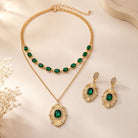 Emerald Elegance Gold Necklace & Earring Collection-Necklace Set-Deja Nu-Deja Nu Boutique, Women's Fashion Boutique in Lampasas, Texas