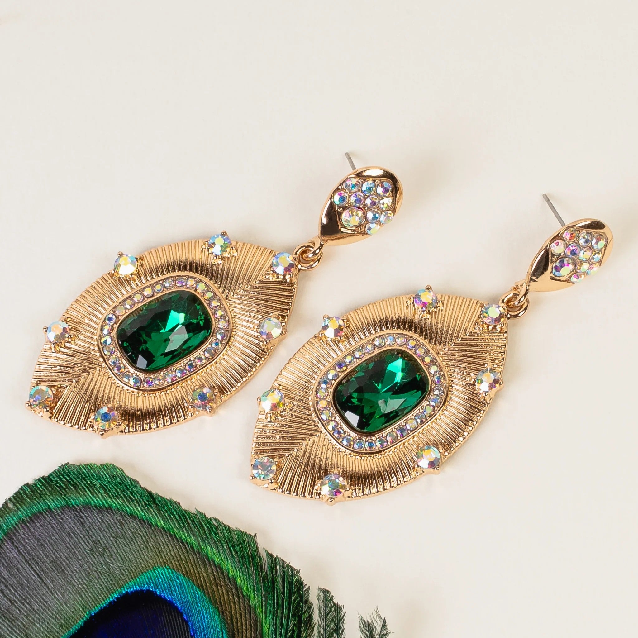 Emerald Elegance Gold Necklace & Earring Collection-Necklace Set-Deja Nu-Deja Nu Boutique, Women's Fashion Boutique in Lampasas, Texas