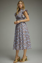 Entro Bluebell Bloom Floral Midi Dress-Midi Dresses-Entro-Deja Nu Boutique, Women's Fashion Boutique in Lampasas, Texas