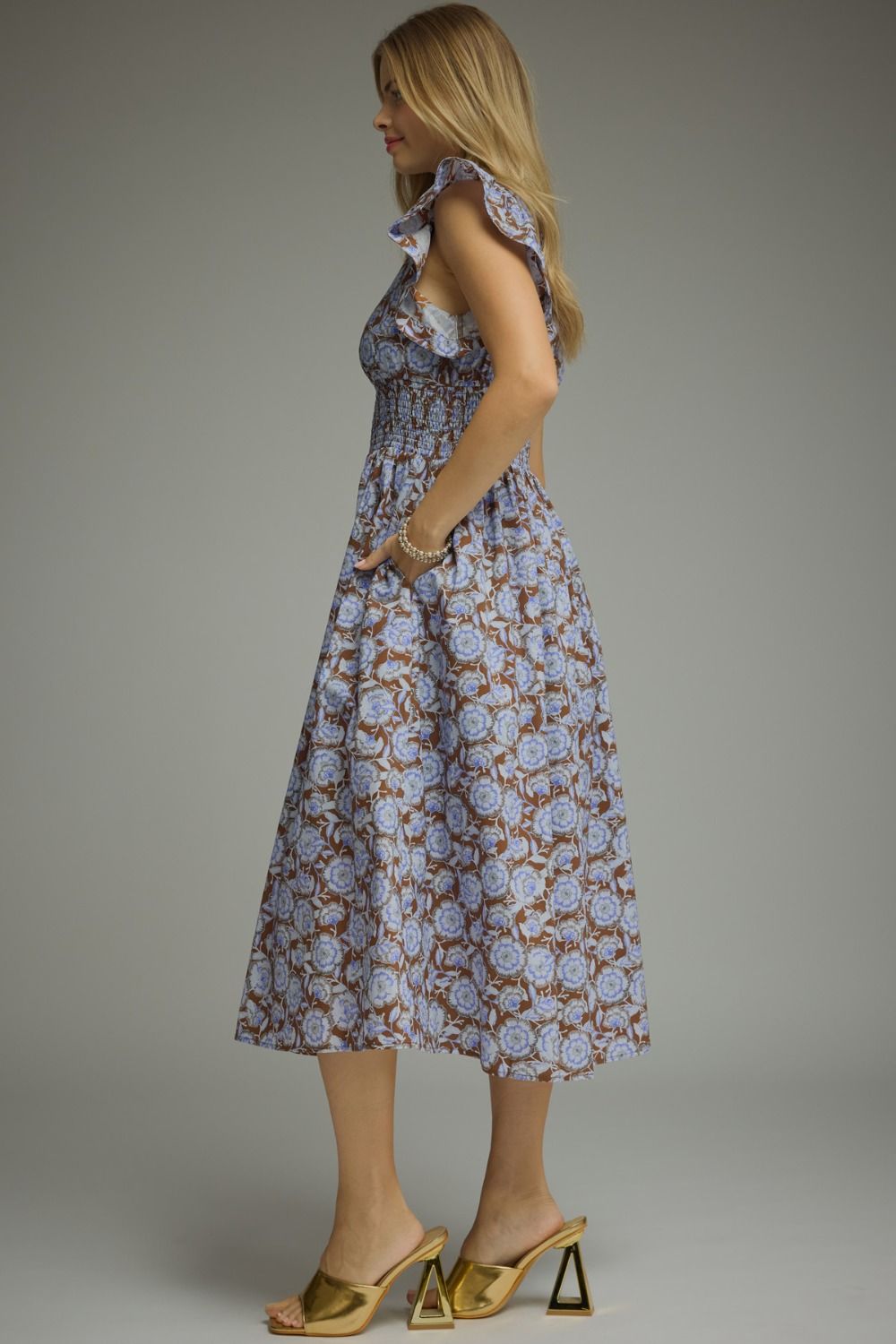 Entro Bluebell Bloom Floral Midi Dress-Midi Dresses-Entro-Deja Nu Boutique, Women's Fashion Boutique in Lampasas, Texas