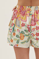 Entro Botanical Print Wrap Front Skort in Pink-skorts-Entro-Deja Nu Boutique, Women's Fashion Boutique in Lampasas, Texas