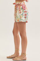 Entro Botanical Print Wrap Front Skort in Pink-skorts-Entro-Deja Nu Boutique, Women's Fashion Boutique in Lampasas, Texas