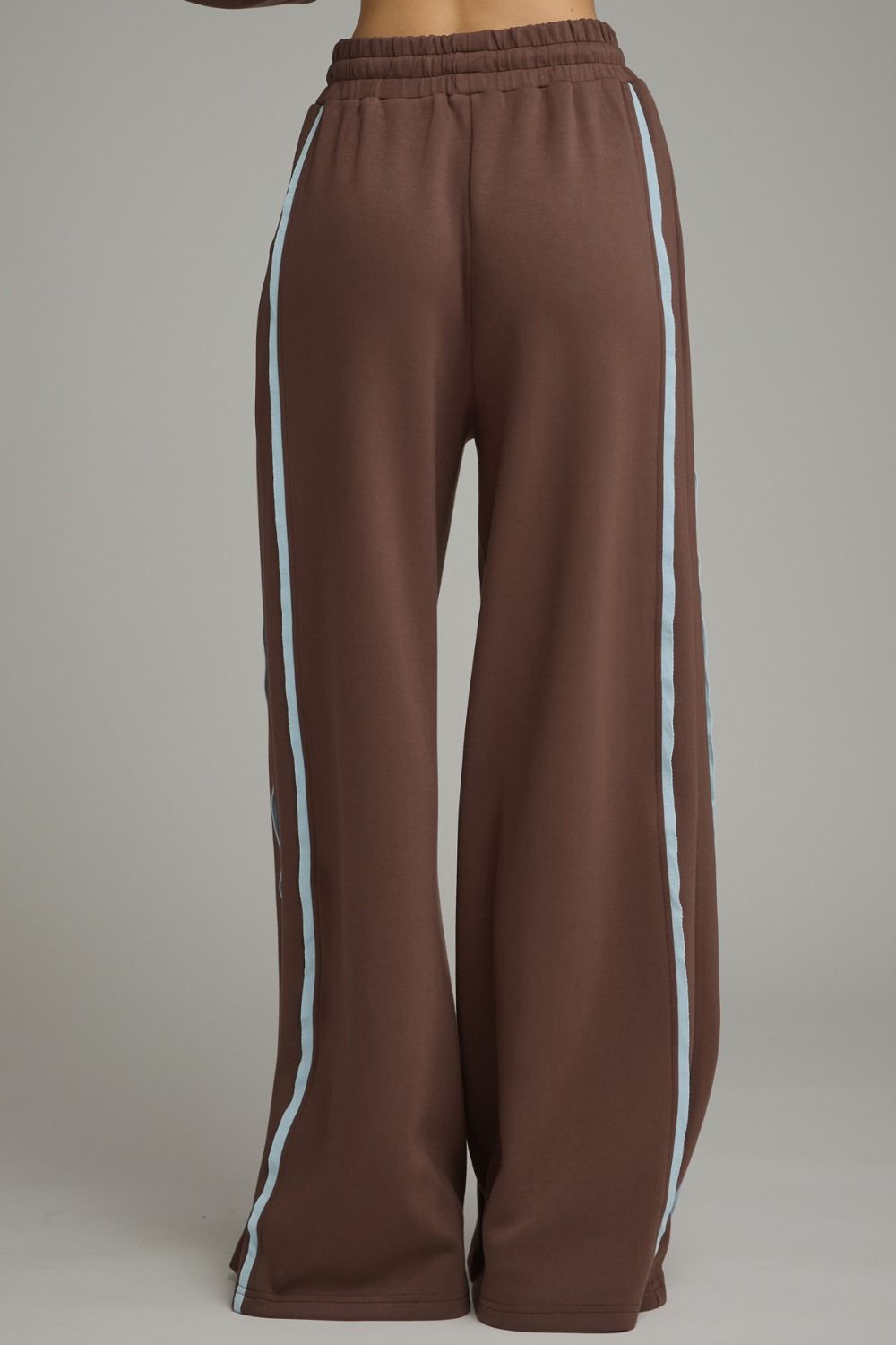 Entro Brown Contrast Stripe Wide Leg Pants-Athleisurewear-entro-Deja Nu Boutique, Women's Fashion Boutique in Lampasas, Texas