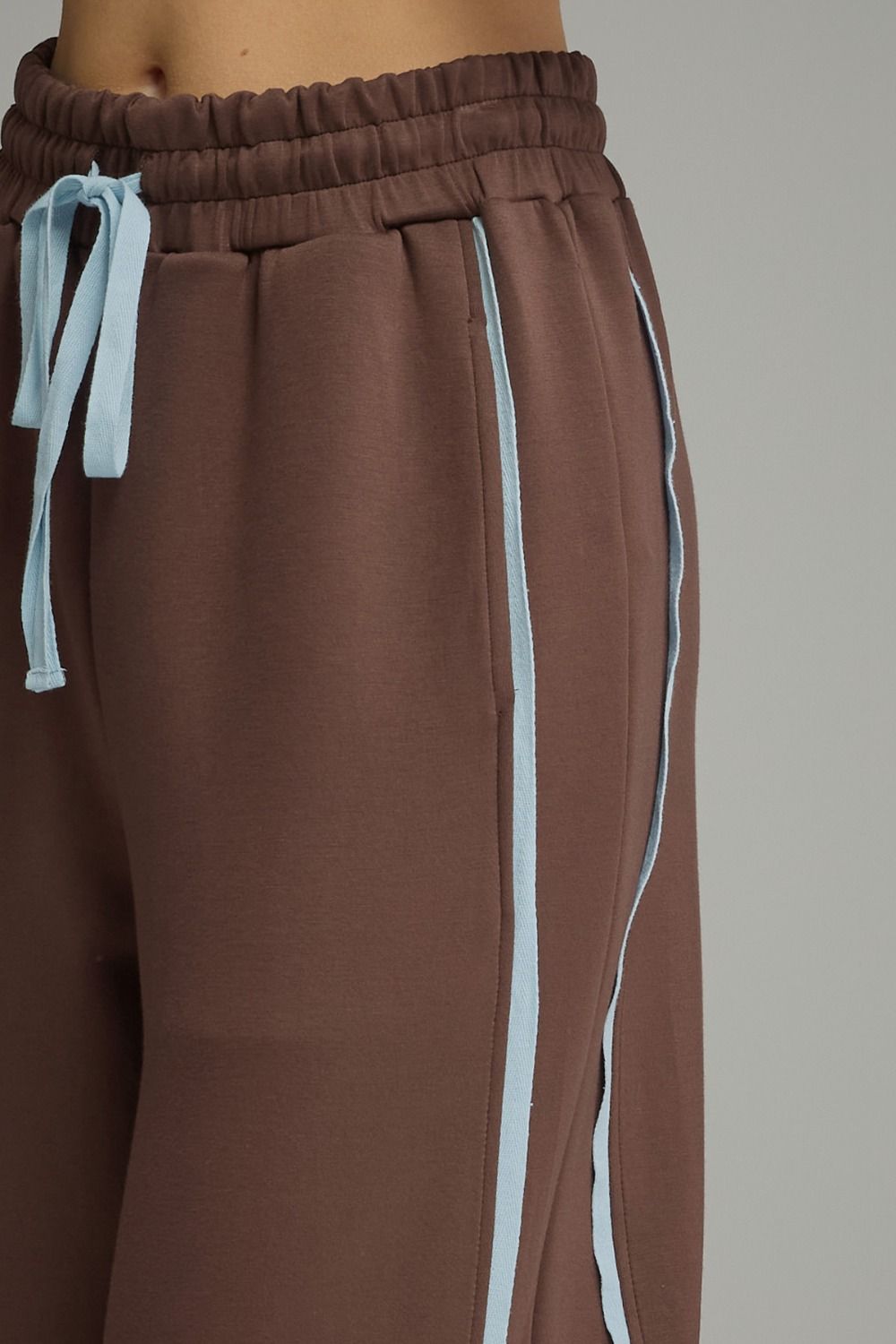 Entro Brown Contrast Stripe Wide Leg Pants-Athleisurewear-entro-Deja Nu Boutique, Women's Fashion Boutique in Lampasas, Texas
