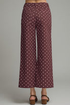 Entro Burgundy Polka Dot Wide Leg Pants-Jeans-Entro-Deja Nu Boutique, Women's Fashion Boutique in Lampasas, Texas