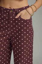 Entro Burgundy Polka Dot Wide Leg Pants-Jeans-Entro-Deja Nu Boutique, Women's Fashion Boutique in Lampasas, Texas