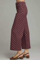 Entro Burgundy Polka Dot Wide Leg Pants-Jeans-Entro-Deja Nu Boutique, Women's Fashion Boutique in Lampasas, Texas
