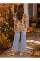 Entro Ecru Floral Puff Sleeve Button Front Top-Tops-entro-Deja Nu Boutique, Women's Fashion Boutique in Lampasas, Texas