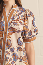 Entro Ecru Floral Puff Sleeve Button Front Top-Tops-entro-Deja Nu Boutique, Women's Fashion Boutique in Lampasas, Texas