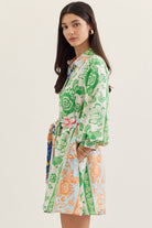 Entro Botanical Stripe Belted Mini Dress-mini dress-Entro-Deja Nu Boutique, Women's Fashion Boutique in Lampasas, Texas