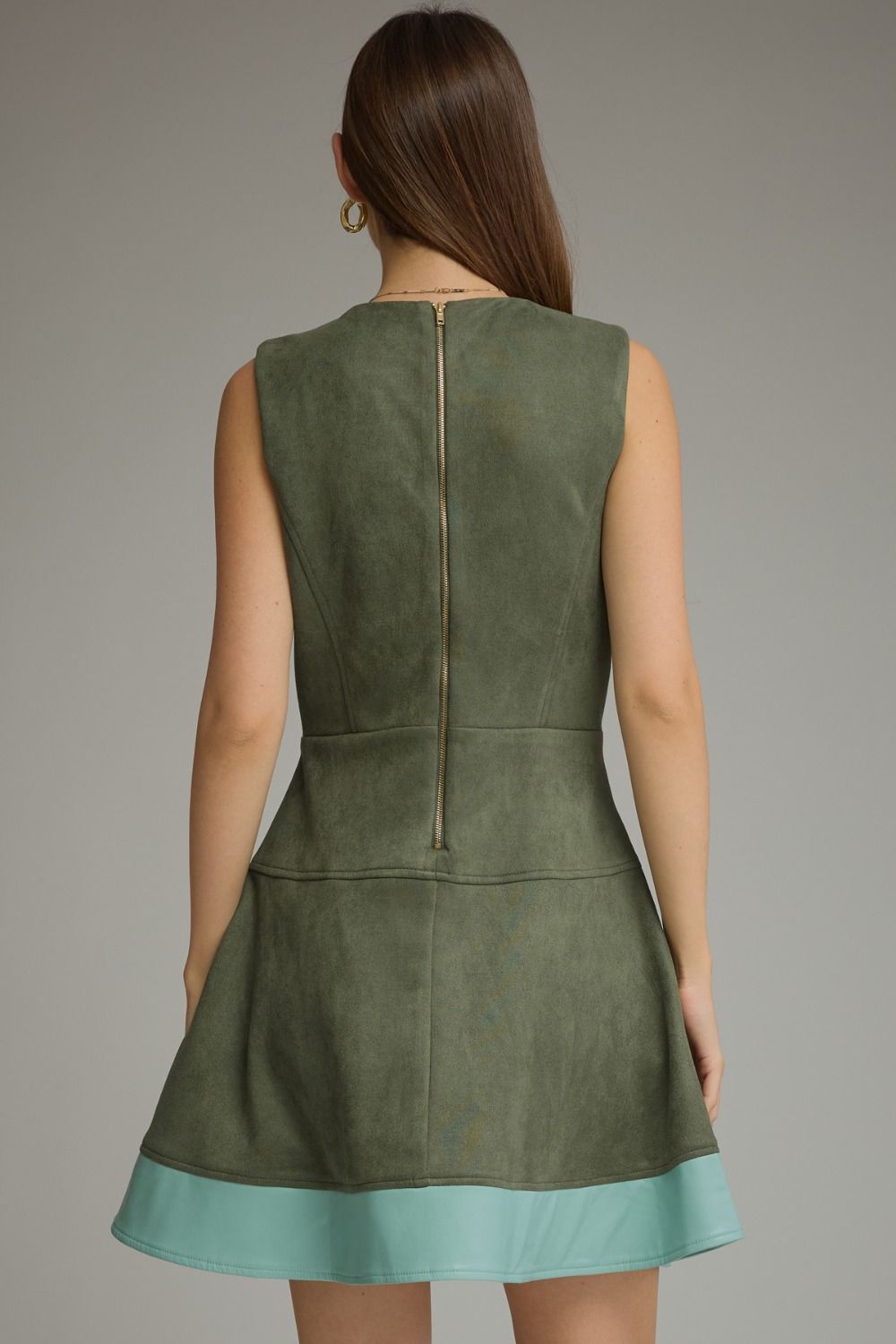 Entro Hunter Green Faux Suede Belted Mini Dress-mini dress-Entro-Deja Nu Boutique, Women's Fashion Boutique in Lampasas, Texas